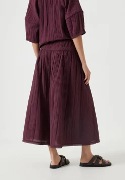hush Skirts|Gathered Detail Midi Skirt Wine Red