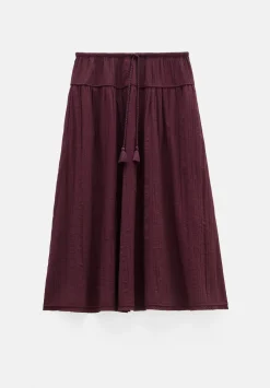 hush Skirts|Gathered Detail Midi Skirt Wine Red