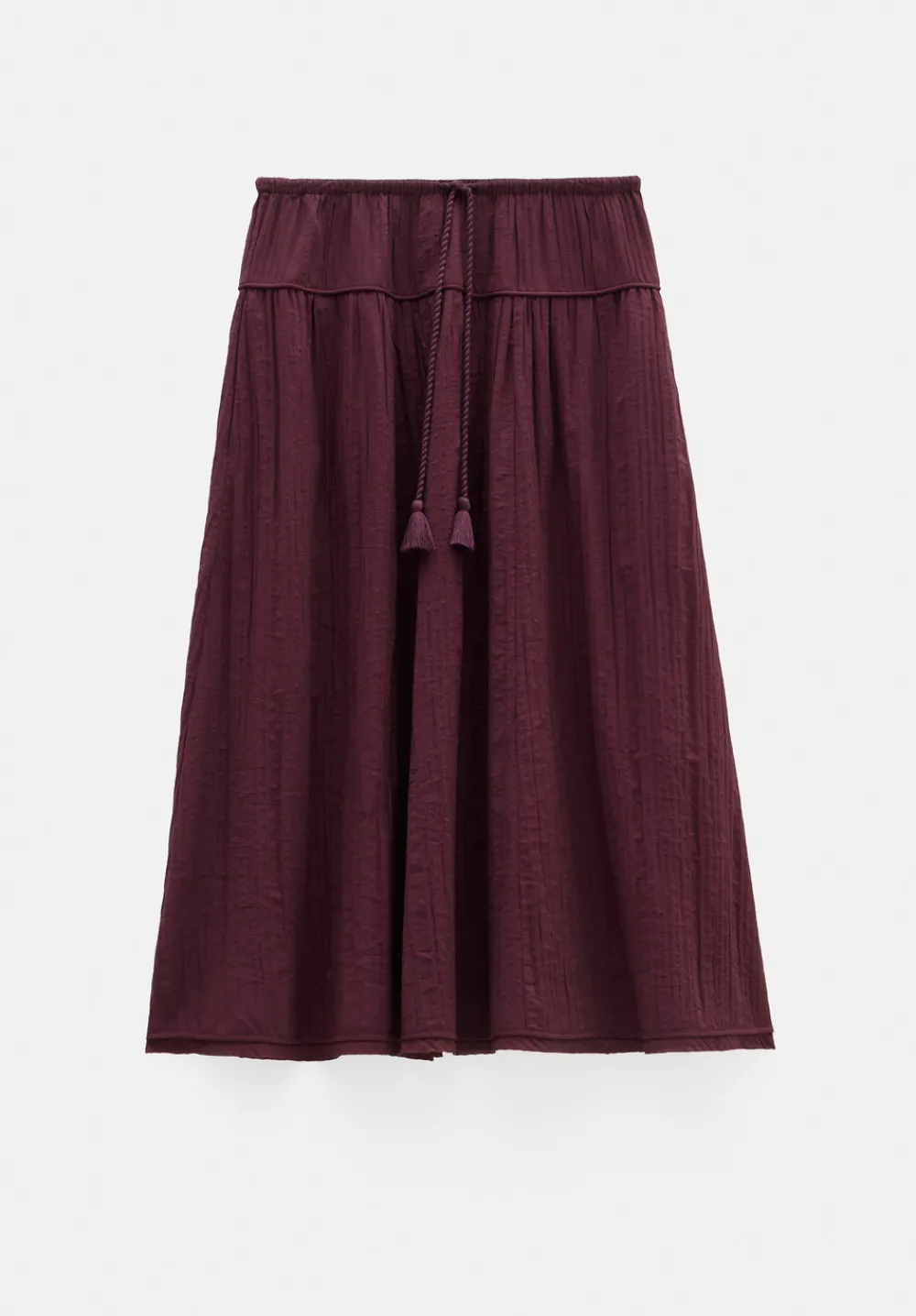 hush Skirts|Gathered Detail Midi Skirt Wine Red