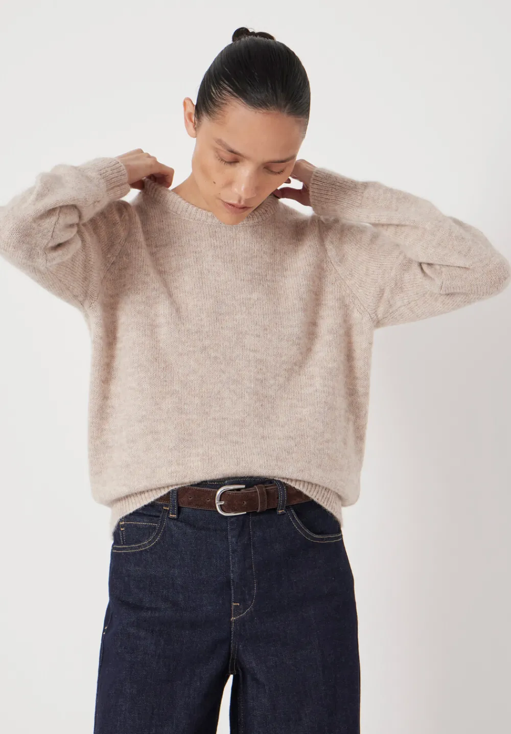 hush Jumpers & Cardigans|Gathered Shoulder Wool Blend Jumper Off White