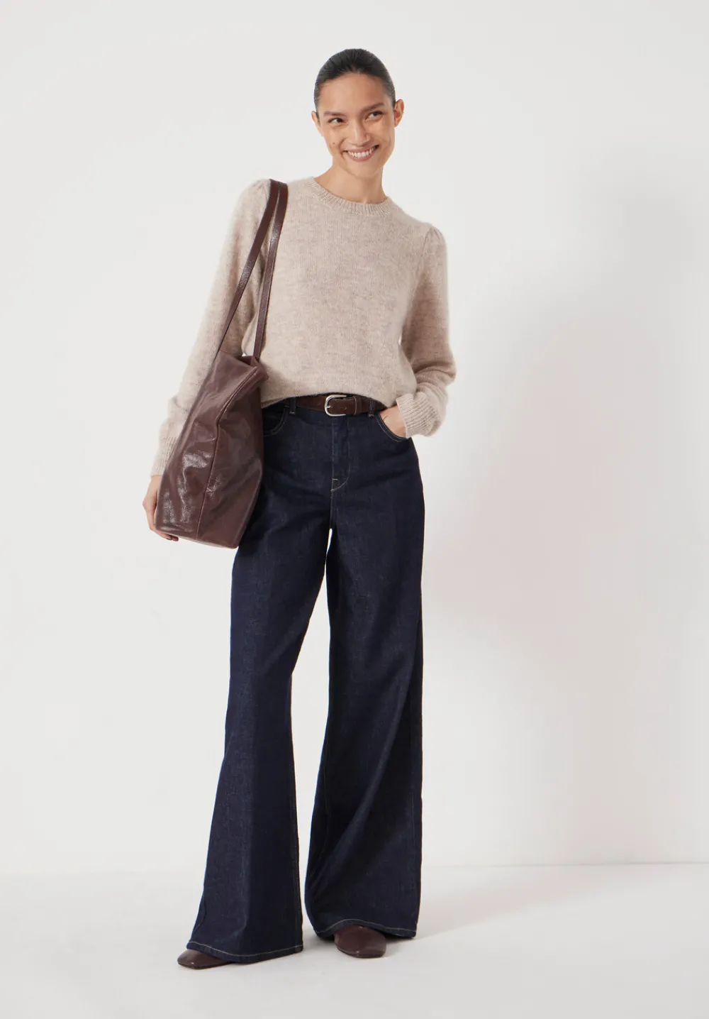 hush Jumpers & Cardigans|Gathered Shoulder Wool Blend Jumper Off White