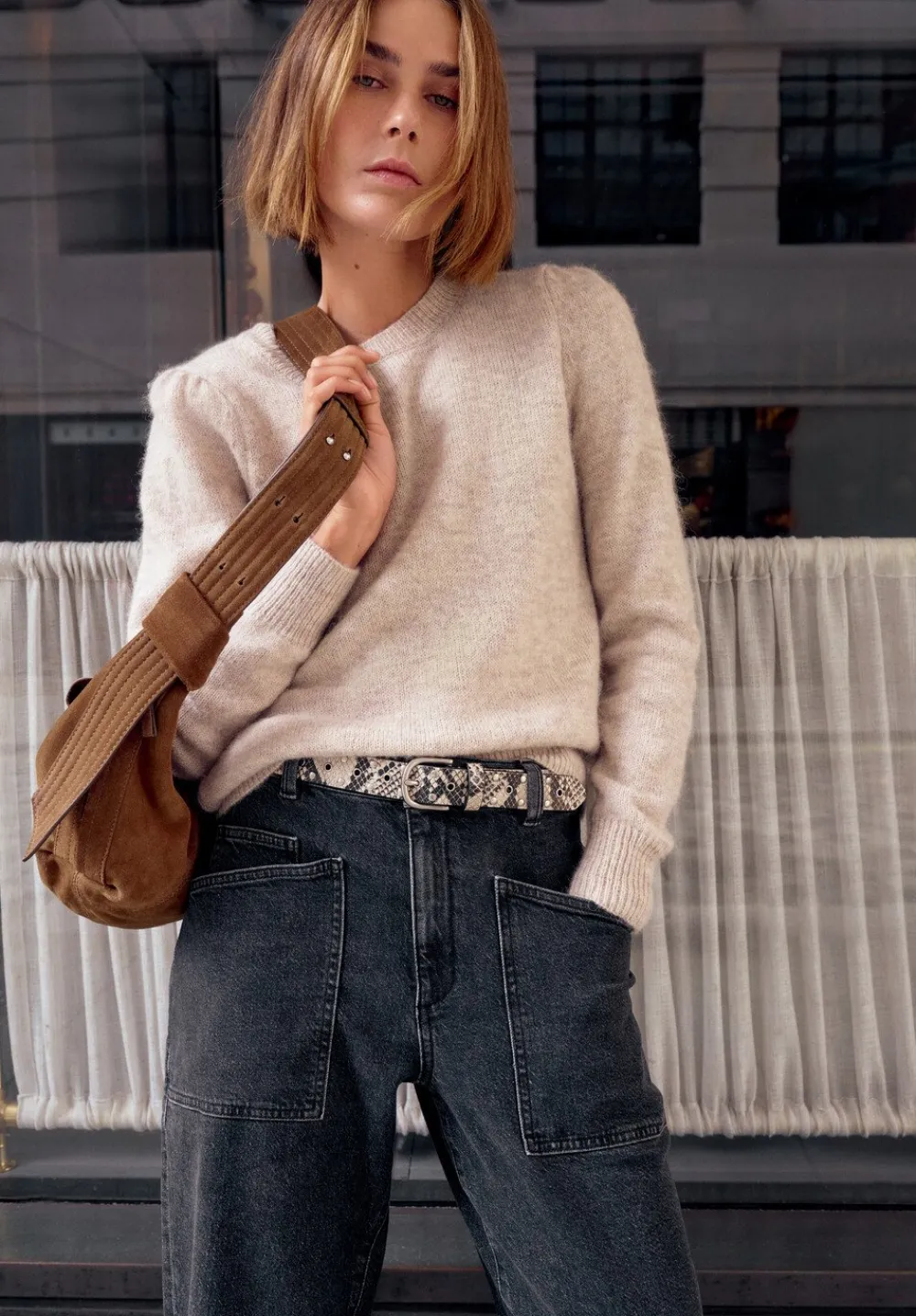 hush Jumpers & Cardigans|Gathered Shoulder Wool Blend Jumper Off White