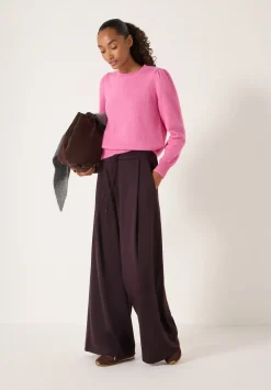 hush Jumpers & Cardigans|Gathered Shoulder Wool Blend Jumper Bright Pink