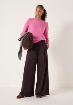 hush Jumpers & Cardigans|Gathered Shoulder Wool Blend Jumper Bright Pink