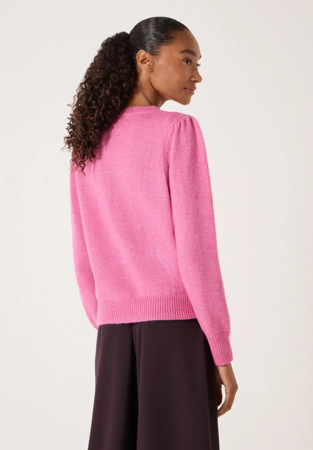 hush Jumpers & Cardigans|Gathered Shoulder Wool Blend Jumper Bright Pink