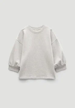 hush Sweatshirts & Hoodies|Gathered Sleeve Cotton Sweatshirt Grey Marl