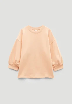 hush Sweatshirts & Hoodies|Gathered Sleeve Cotton Sweatshirt Apricot Orange