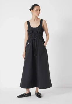 hush Dresses|Gathered Waist Midi Dress Black