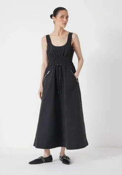 hush Dresses|Gathered Waist Midi Dress Black