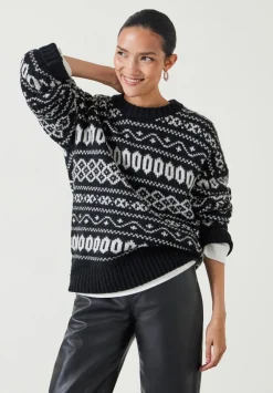 hush Jumpers & Cardigans|Georgie Fairisle Jumper Black & Ivory