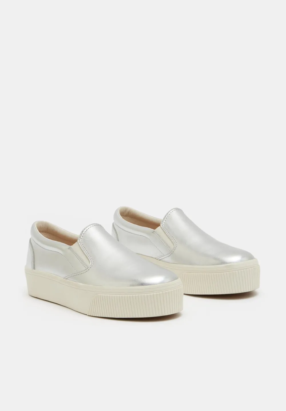 hush Trainers|Flats|Gili Flatform Leather Trainers Silver