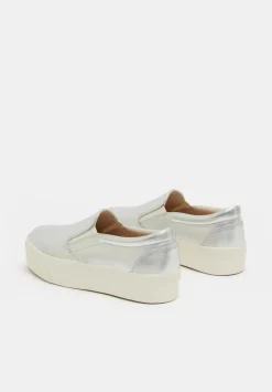 hush Trainers|Flats|Gili Flatform Leather Trainers Silver