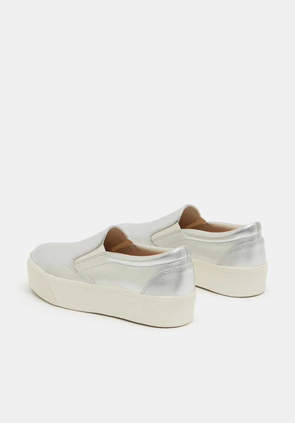 hush Trainers|Flats|Gili Flatform Leather Trainers Silver