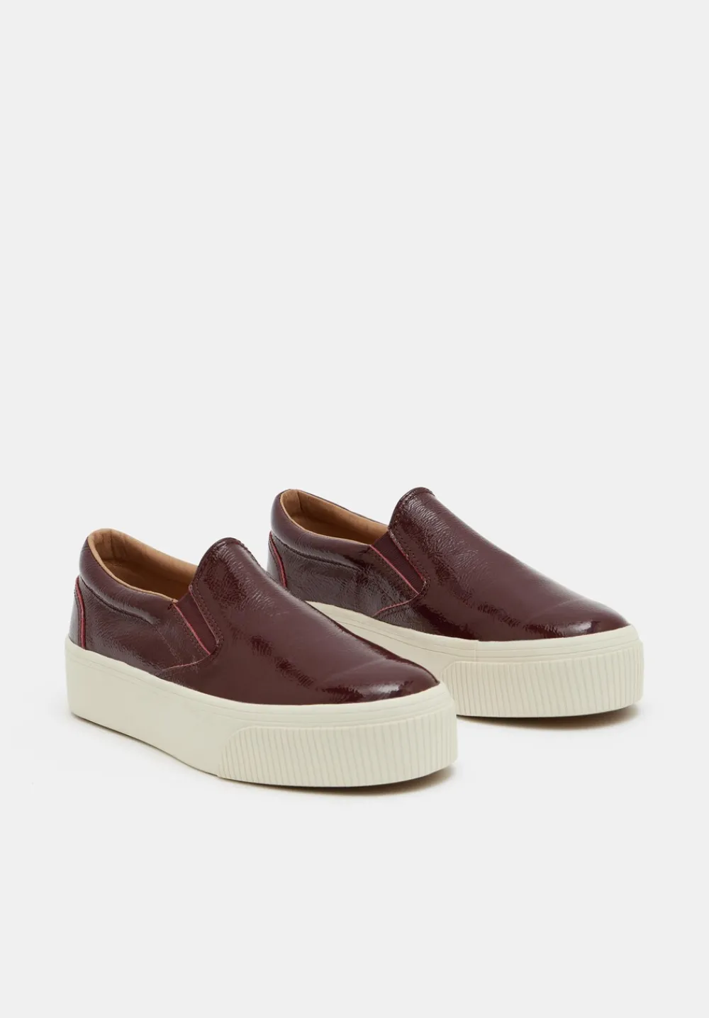 hush Flats|Trainers|Gili Flatform Leather Trainers Burgundy Red