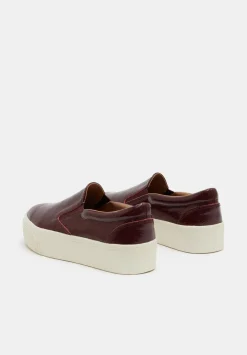 hush Flats|Trainers|Gili Flatform Leather Trainers Burgundy Red
