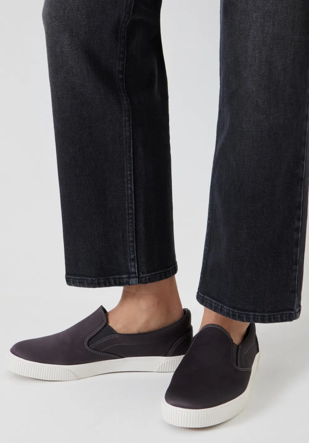 hush Trainers|Flats|Gili Satin Slip On Trainers Dark Slate Grey