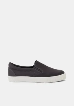 hush Trainers|Flats|Gili Satin Slip On Trainers Dark Slate Grey