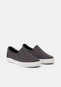 hush Trainers|Flats|Gili Satin Slip On Trainers Dark Slate Grey