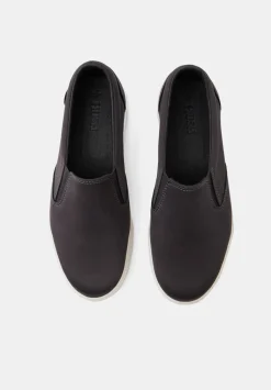 hush Trainers|Flats|Gili Satin Slip On Trainers Dark Slate Grey
