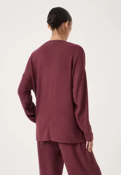 hush Tops & T-Shirts|Pyjamas & Nightwear|Gillian Supersoft V Neck Top Burgundy Purple