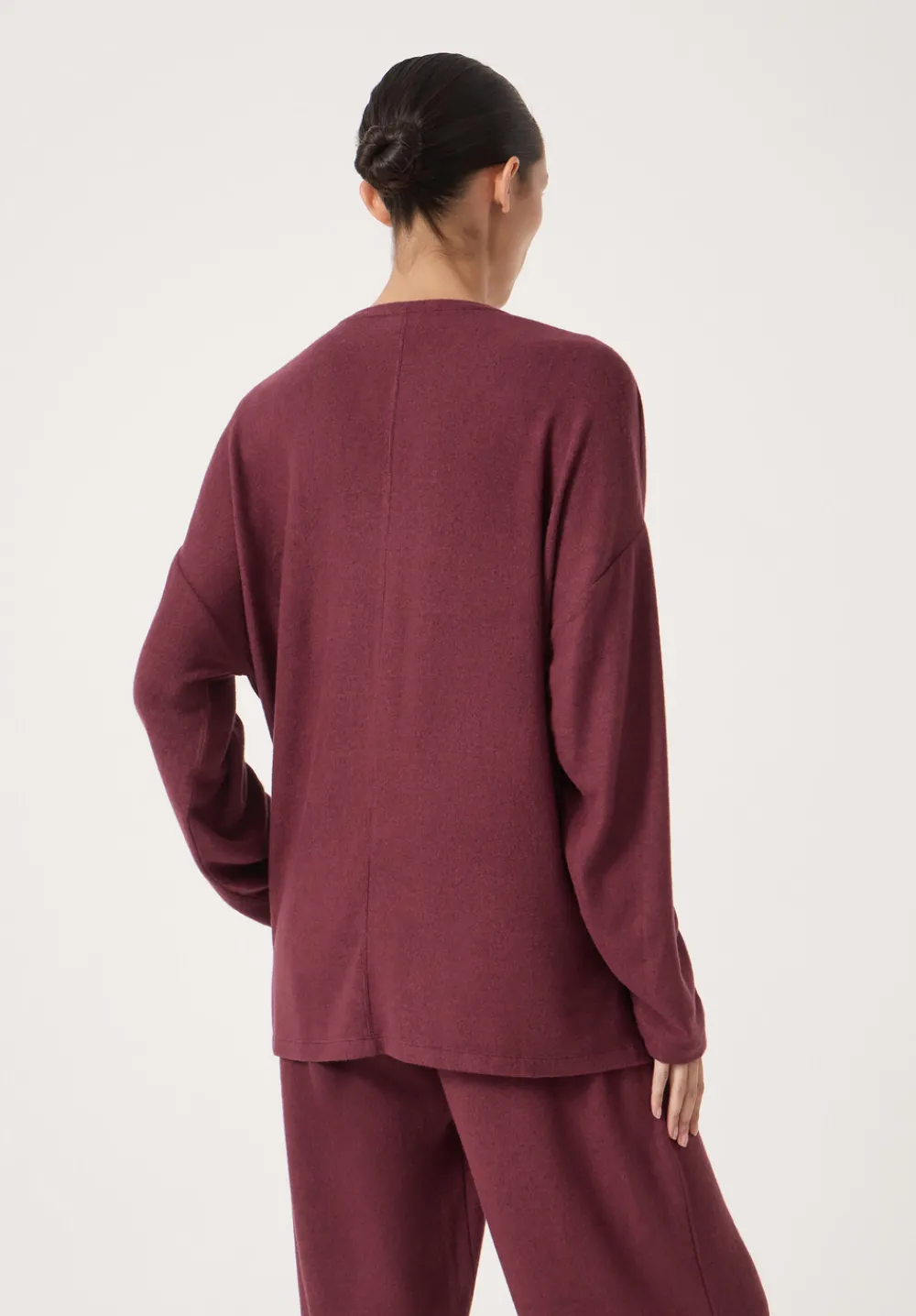 hush Tops & T-Shirts|Pyjamas & Nightwear|Gillian Supersoft V Neck Top Burgundy Purple