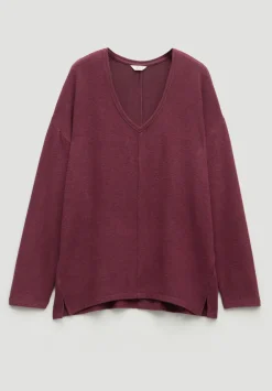 hush Tops & T-Shirts|Pyjamas & Nightwear|Gillian Supersoft V Neck Top Burgundy Purple