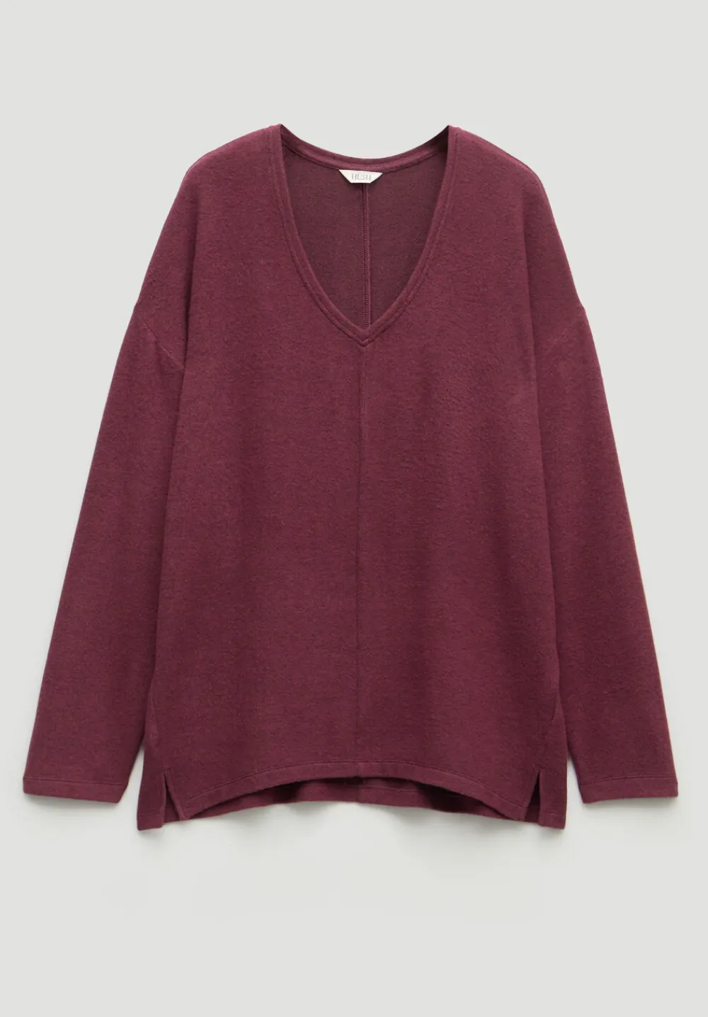 hush Tops & T-Shirts|Pyjamas & Nightwear|Gillian Supersoft V Neck Top Burgundy Purple
