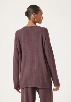 hush Tops & T-Shirts|Pyjamas & Nightwear|Gillian Supersoft V Neck Top Chocolate Melange