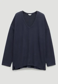 hush Tops & T-Shirts|Pyjamas & Nightwear|Gillian Supersoft V Neck Top Navy Blue