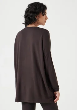 hush Tops & T-Shirts|Gillian Wide Jersey Top Chocolate brown