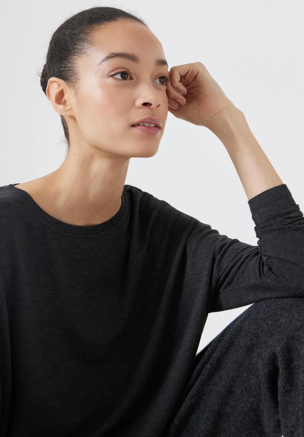 hush Tops & T-Shirts|Gillian Wide Jersey Top DARK GREY