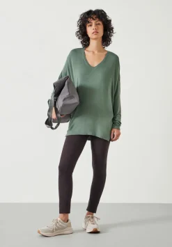 hush Tops & T-Shirts|Gillian Wide Jersey V Neck Top Khaki