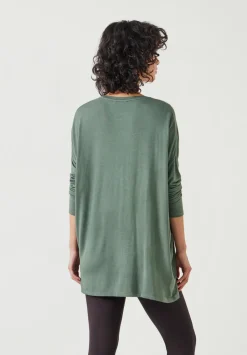 hush Tops & T-Shirts|Gillian Wide Jersey V Neck Top Khaki