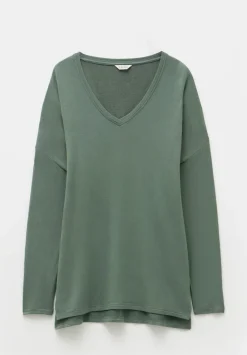 hush Tops & T-Shirts|Gillian Wide Jersey V Neck Top Khaki