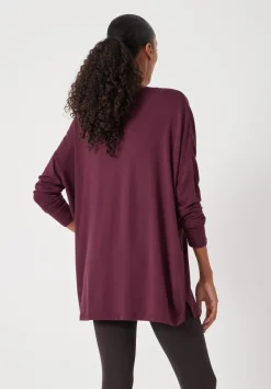 hush Tops & T-Shirts|Gillian Wide Jersey V Neck Top Wine Red