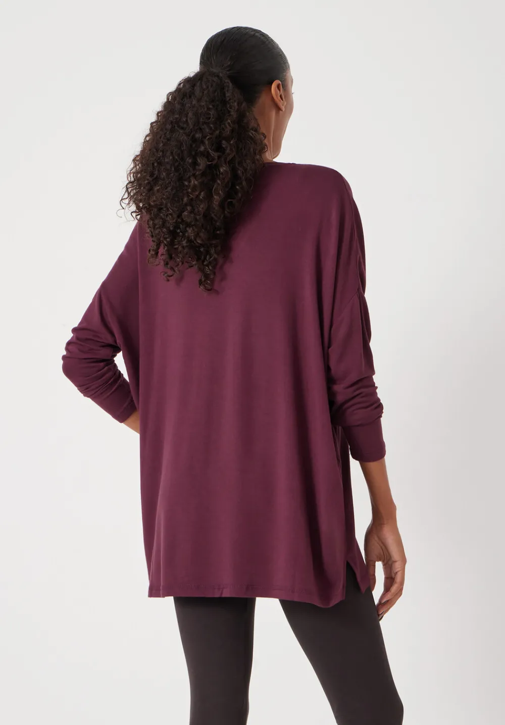 hush Tops & T-Shirts|Gillian Wide Jersey V Neck Top Wine Red
