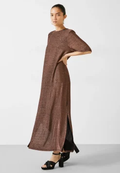 hush Dresses|Glitter Maxi T-shirt Dress Gunmetal Metallic