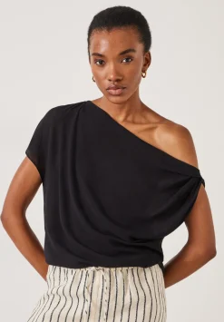 hush Shirts & Blouses|Grace Asymmetric Top Black