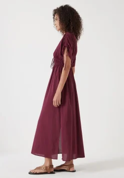 hush Swimwear & Beachwear|Dresses|Grace Cotton Blend Midi Beach Dress Burgundy Red