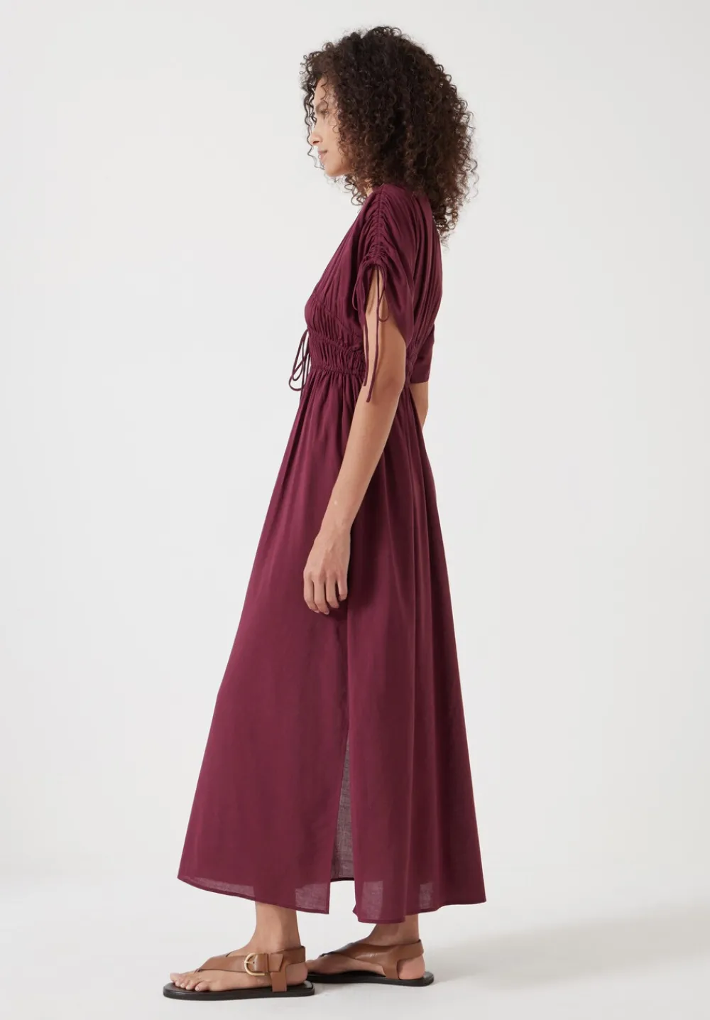 hush Swimwear & Beachwear|Dresses|Grace Cotton Blend Midi Beach Dress Burgundy Red