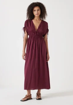 hush Swimwear & Beachwear|Dresses|Grace Cotton Blend Midi Beach Dress Burgundy Red