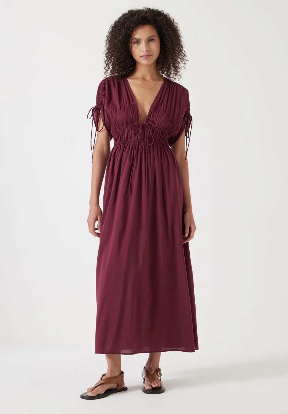 hush Swimwear & Beachwear|Dresses|Grace Cotton Blend Midi Beach Dress Burgundy Red