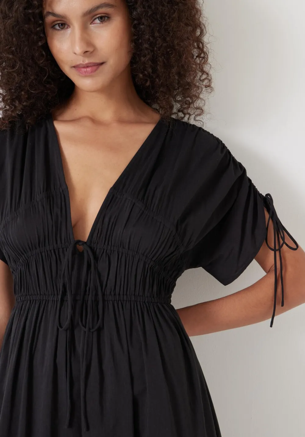 hush Swimwear & Beachwear|Dresses|Grace Cotton Blend Midi Beach Dress Washed Black