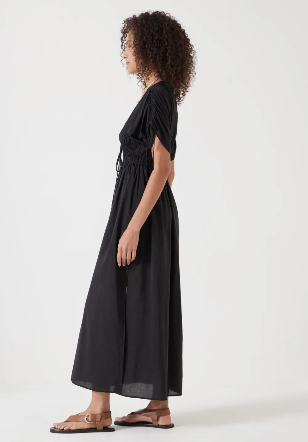 hush Swimwear & Beachwear|Dresses|Grace Cotton Blend Midi Beach Dress Washed Black
