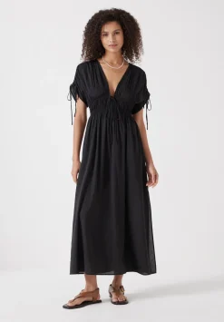 hush Swimwear & Beachwear|Dresses|Grace Cotton Blend Midi Beach Dress Washed Black
