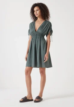 hush Swimwear & Beachwear|Dresses|Grace Cotton Blend Mini Beach Dress Sage Green