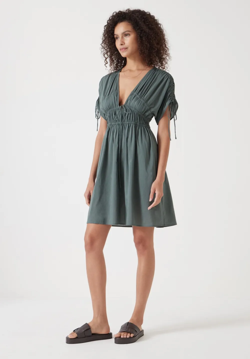 hush Swimwear & Beachwear|Dresses|Grace Cotton Blend Mini Beach Dress Sage Green