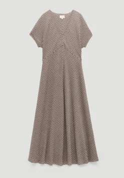 hush Dresses|Grace Jersey Gingham Check V-Neck Maxi Dress Taupe Brown