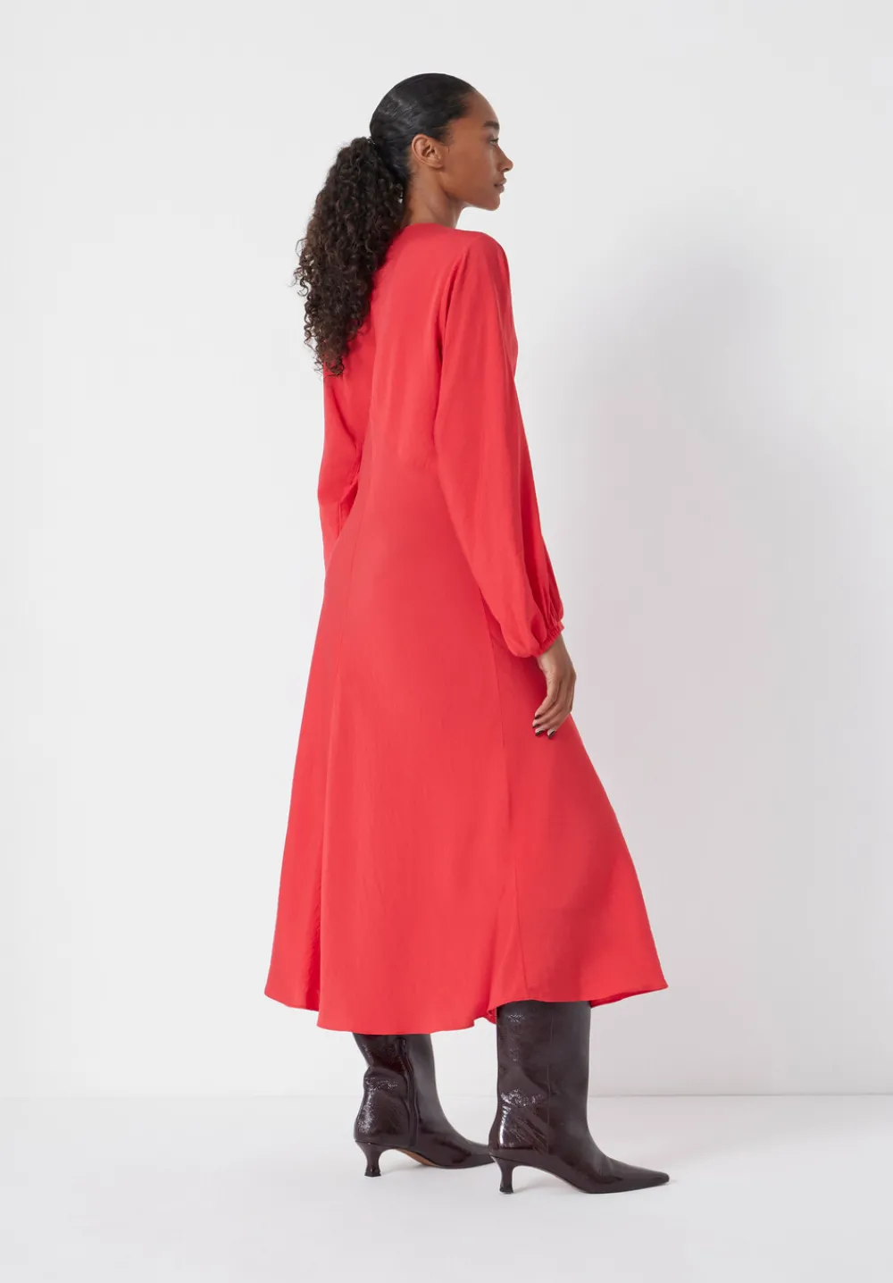 hush Dresses|Grace V-Neck Long Sleeve Dress Bright Red