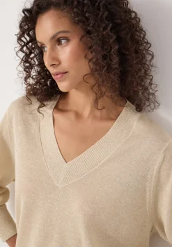 hush Jumpers & Cardigans|Gracey V Neck Metallic Jumper Metallic Gold